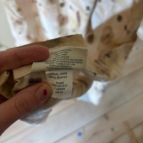 Casaluna NWOT Linen Blend Brown Floral Shower Curtain - Picture 7 of 7